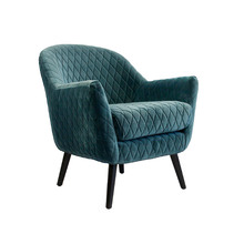 Quilted Velvet Club Chair with Black Legs